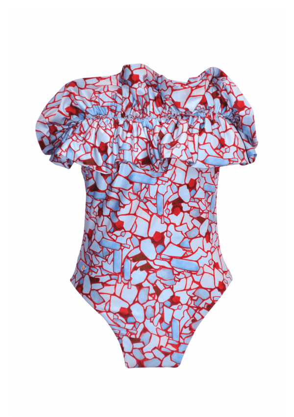 FUEGO BODY - RED & BLUE ABSTRACT CELLS PRINT